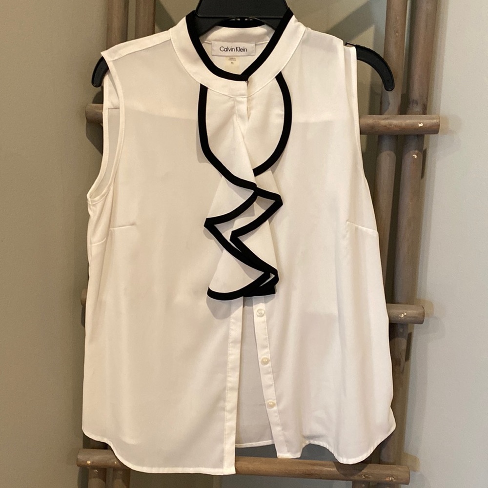 Petite small Calvin Klein cream and black sheer